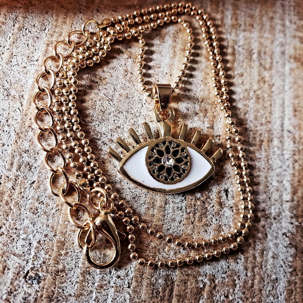 Evil eye "nazar" golden & crystal necklace